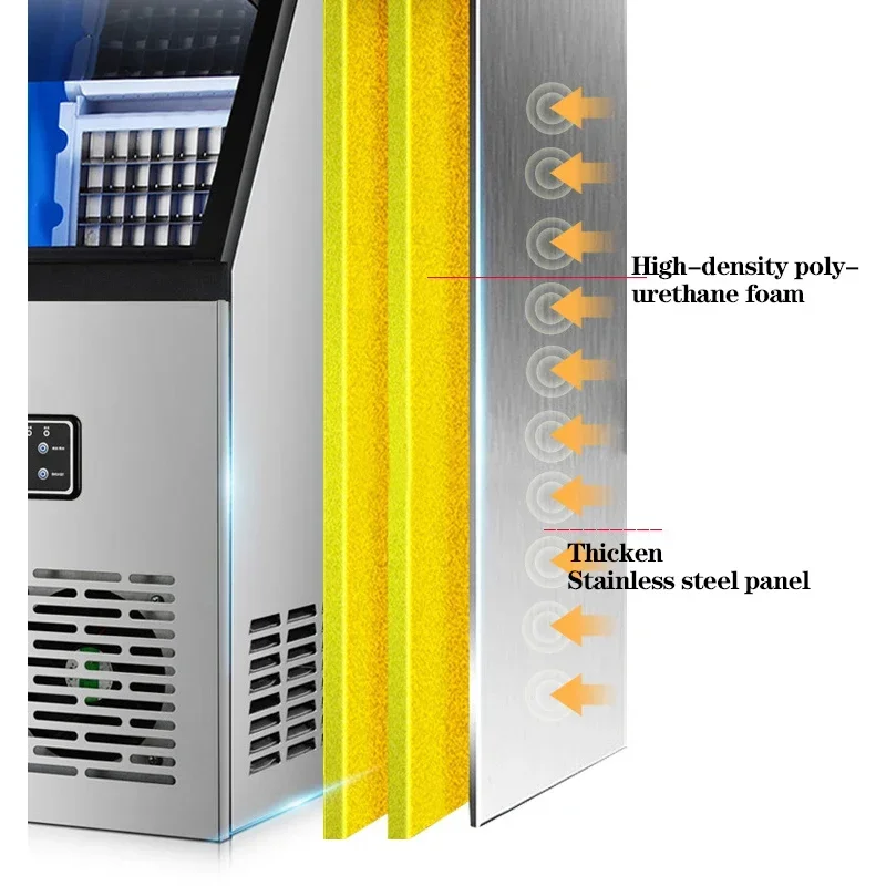 Máquina de hielo comercial automática para el hogar, máquina de hielo de 230w, 110v/220v, para té con leche y cafetería, 80KG