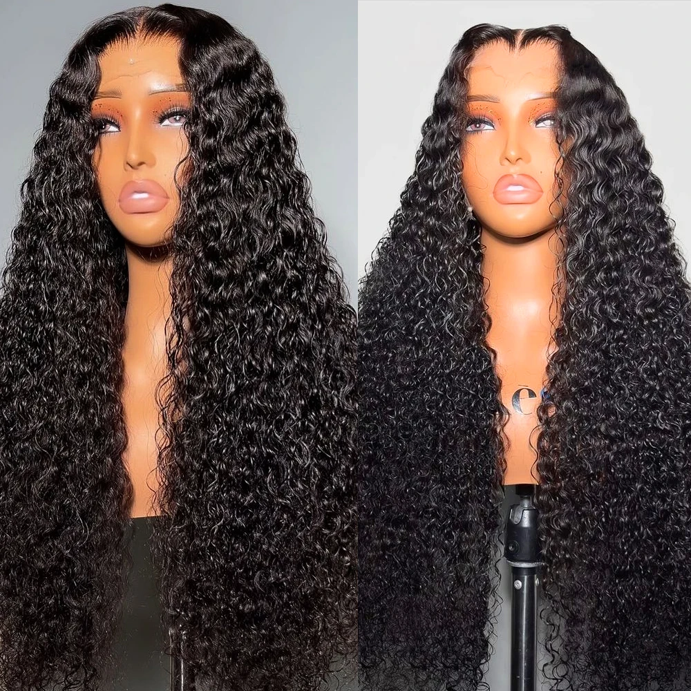 30 34 Inch 13x4 HD Lace Frontsl Kinky Curly Human Hair Wigs 250% Density Deep Wave Lace Front Wig Brazilian Raw Natrual Color 13x4 Wet And Wavy Water Wave Wig