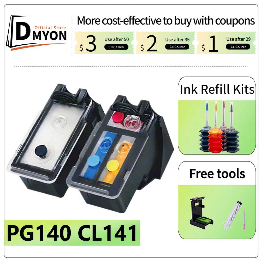 PG140 CL141 Compatible Refillable Ink Cartridge for Canon Printer Pixma Cartridge MG2580 MG2400 MG2500 IP2880 MG3610 Printer