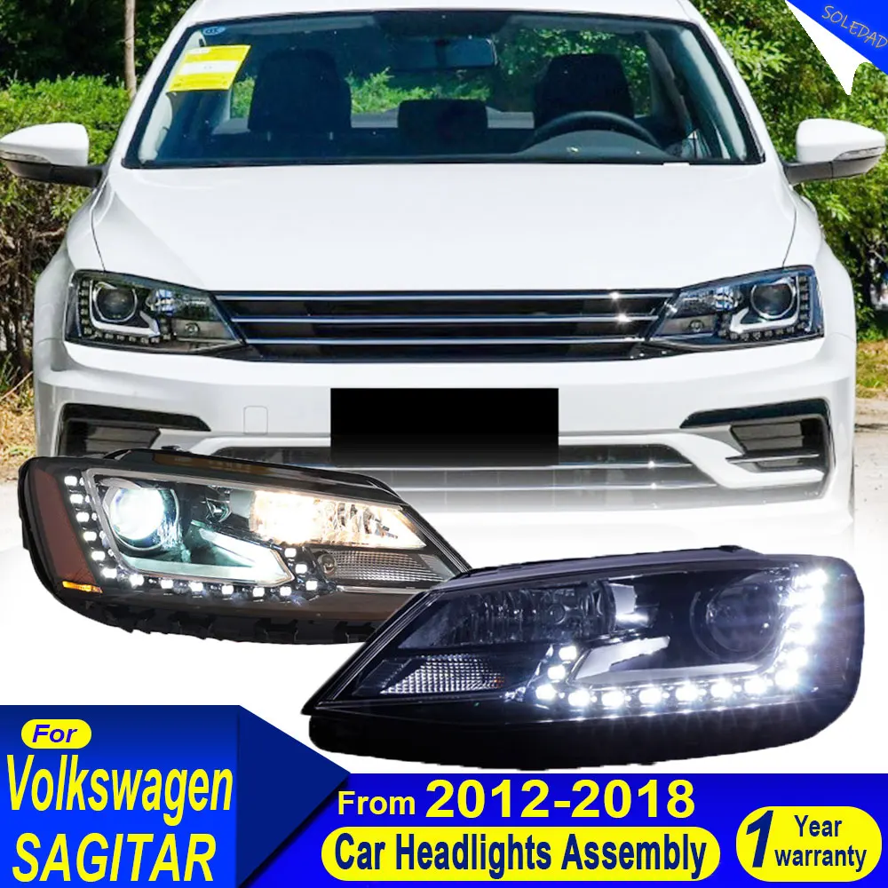 Car Headlight For Volkswagen Jetta 2012 2013 2014 2015 2016 2017 2018 Front Projector Lens DRL Head Lamp LED Day Running Light