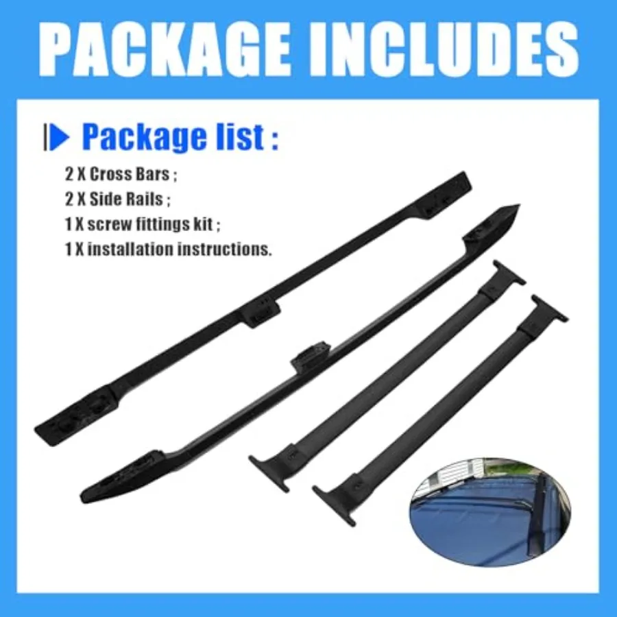 혼다 오디세이 2011-2017 호환 루프랙 사이드 레일 크로스바 4개, 블랙 루프 레일, 짐을 안전하게 운반하기 위한 제품