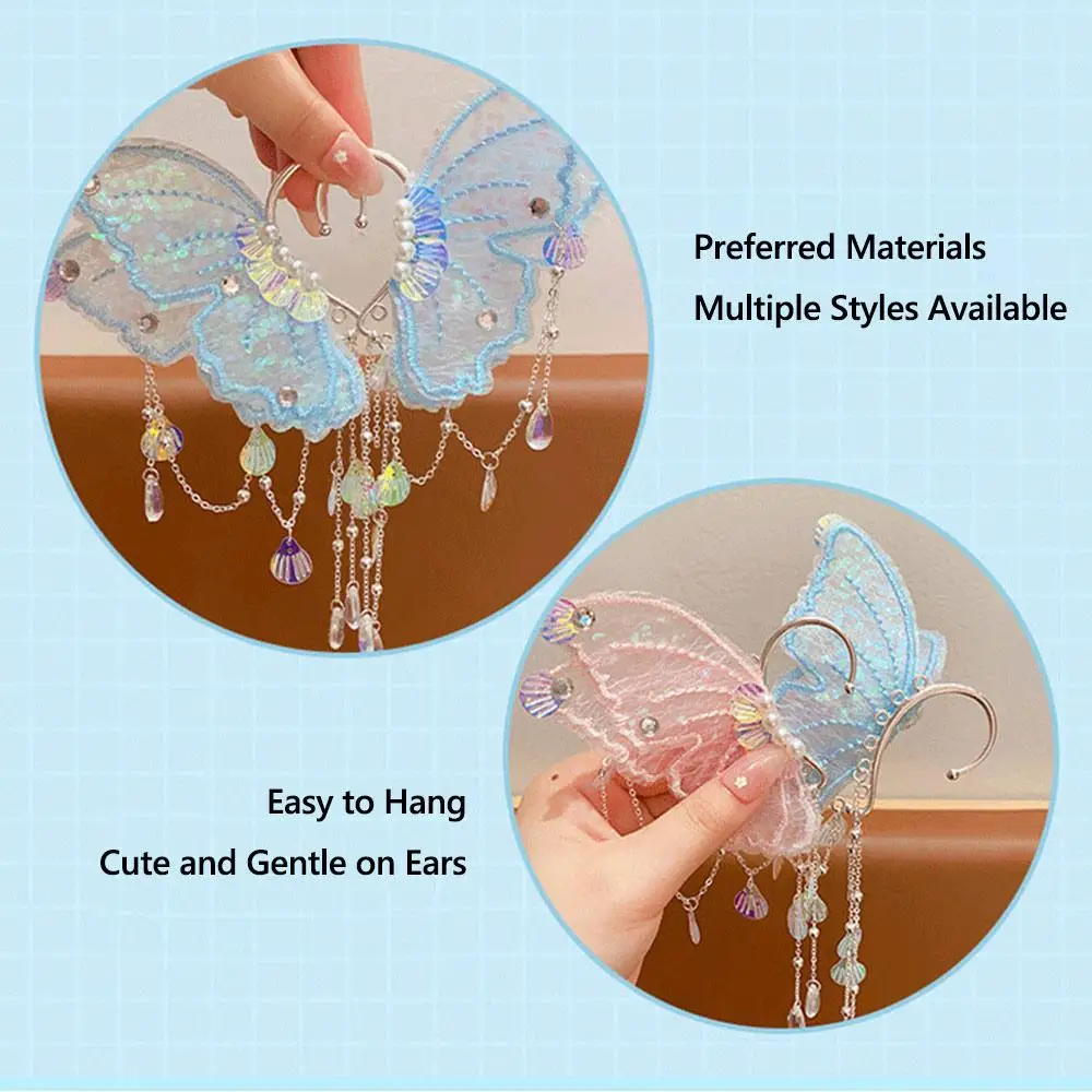 Boucles d'oreilles Vintage mignonnes pour enfants, princesse pour bébés filles, sirène, elfe, manchettes d'oreilles, Halloween Cosplay, pompon féerique, crochets d'oreille