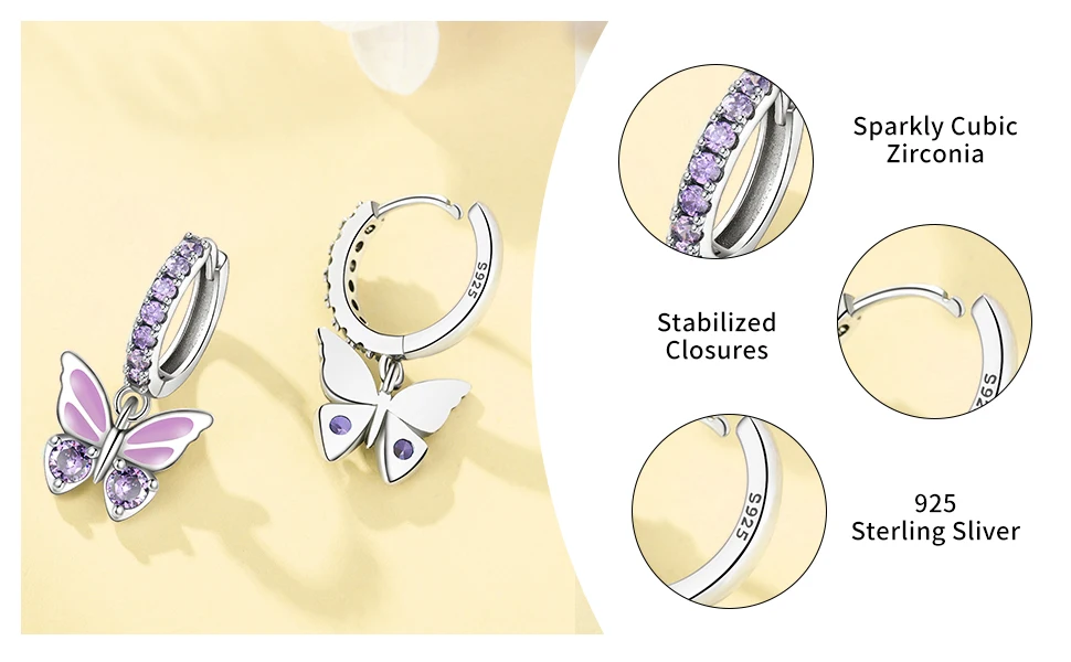 925 Sterling Silver Inlaid Zircon Butterfly Earrings Insect Element Original Design Women's Fashion Party Jewelry Gift Ear Loops S2672515c865345e9bd4ebaea68414fb3B