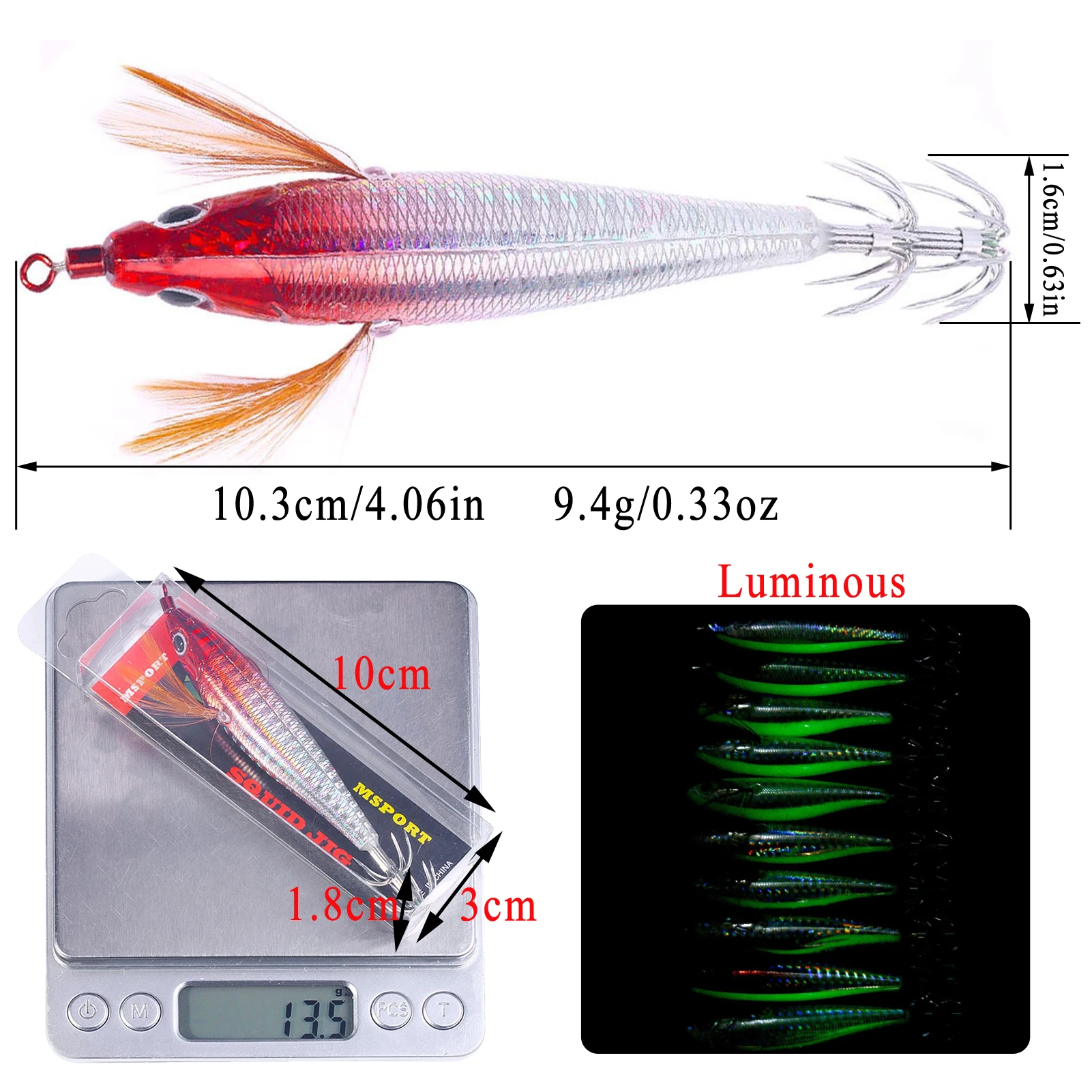 Plantillas calamar jig head luminosas Fisher para pesca en mar