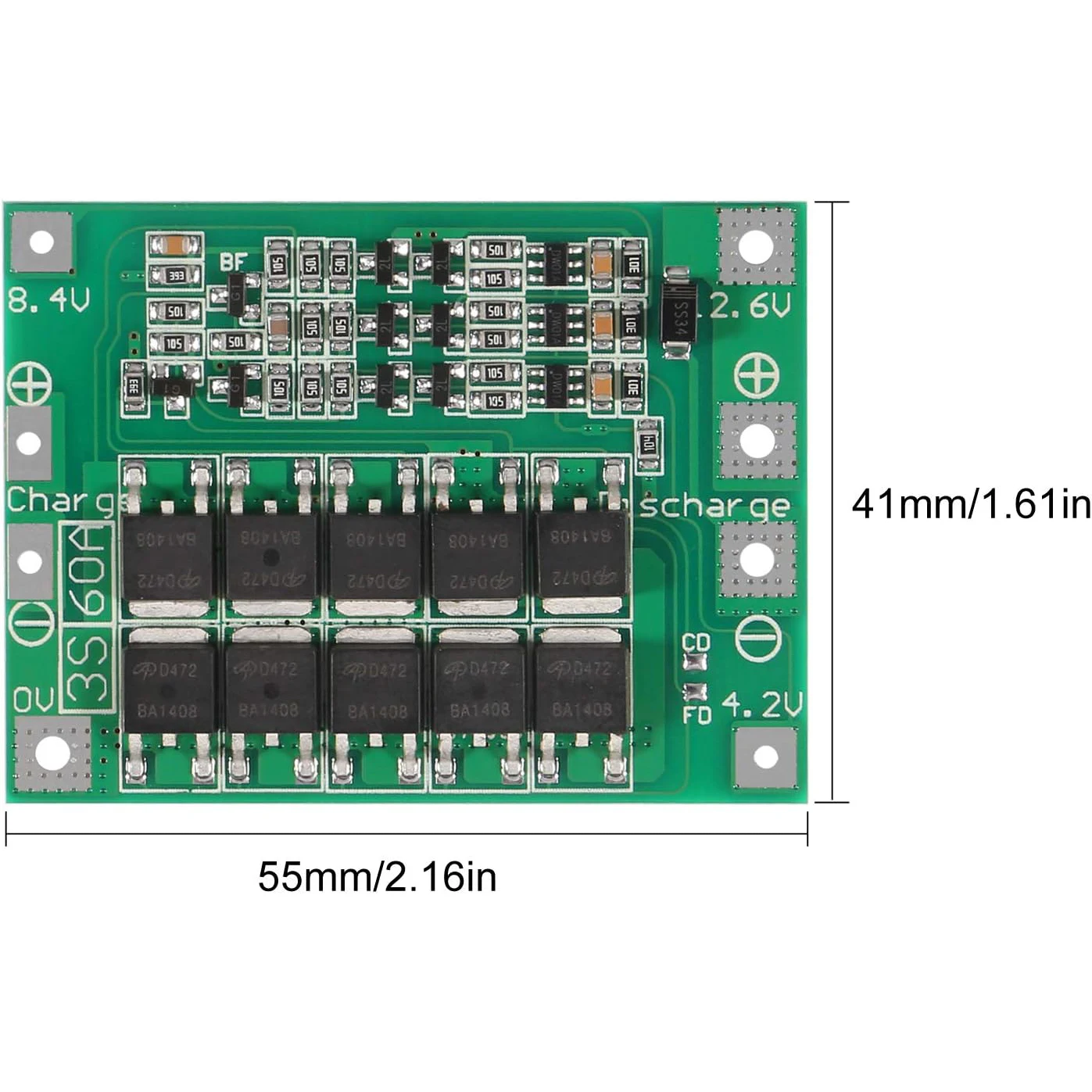 3pcs 3S 11.1V 12V 12.6V 60A 18650 Charger PCB BMS Protection Board with Enhance Li-ion Lithium Battery Charger Lipo Cell Module