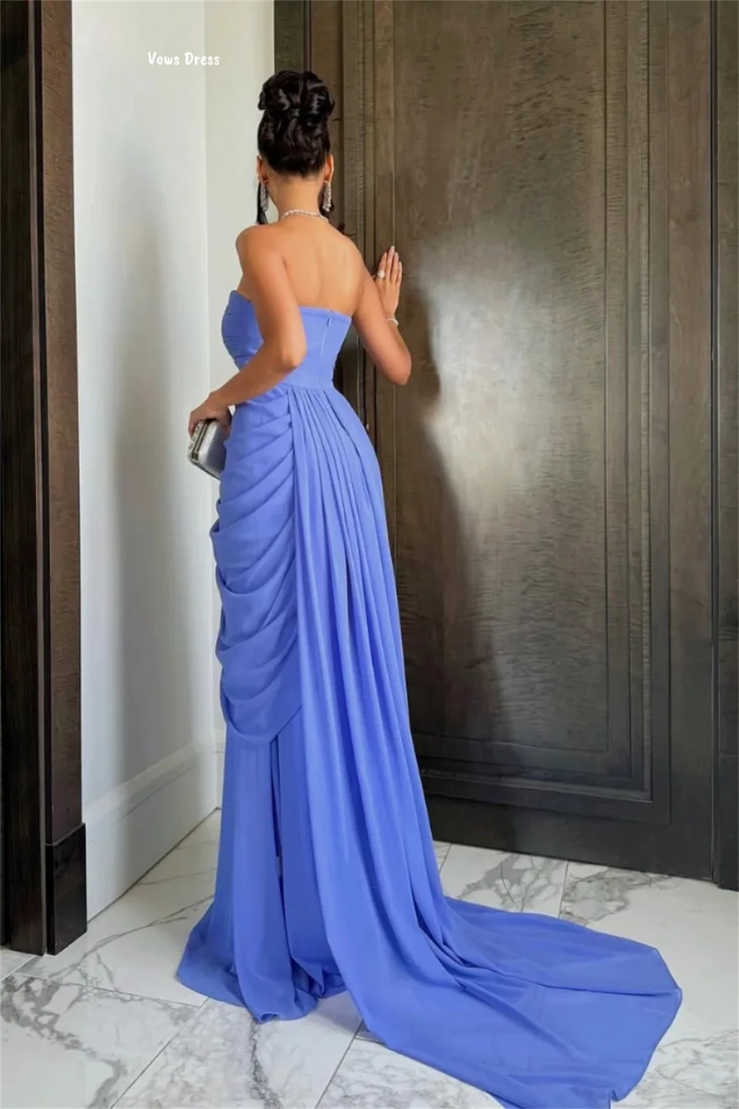 Vows femmes Robe de soirée femme bustier tubulaire Robe de soirée Satin tissu luxueux robes de soirée pour Occasions spéciales sur mesure