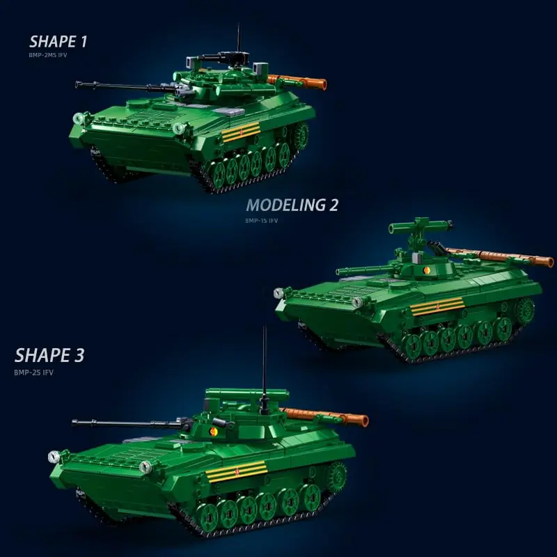 Sluban BMP-2MS 보병 전투 차량 빌딩 블록 키트, 군용 탱크 컬렉션 모델, MOC 육군 벽돌 장난감, 어린이 선물