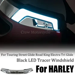 For Touring Street Glide Road King Electra Tri Glide FLHR FLHX FLTXR 2014-2023 Motorcycle Tracer LED Windshield Trim