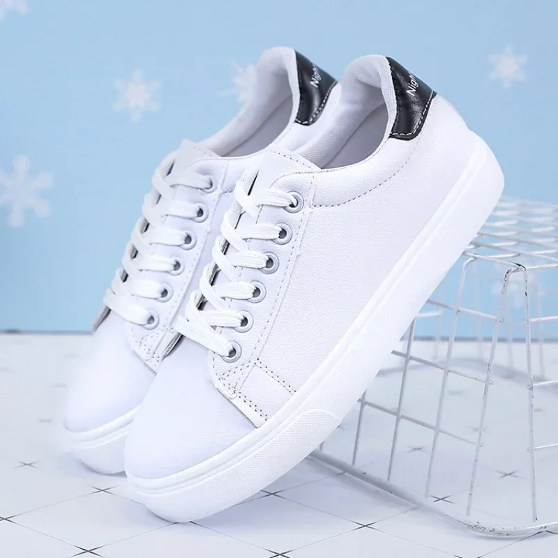 Women Sneakers 2025 Fashion Breathble Vulcanized Shoes Pu Leather Platform Shoes White Lace Up Casual Shoes Zapatos Mujer