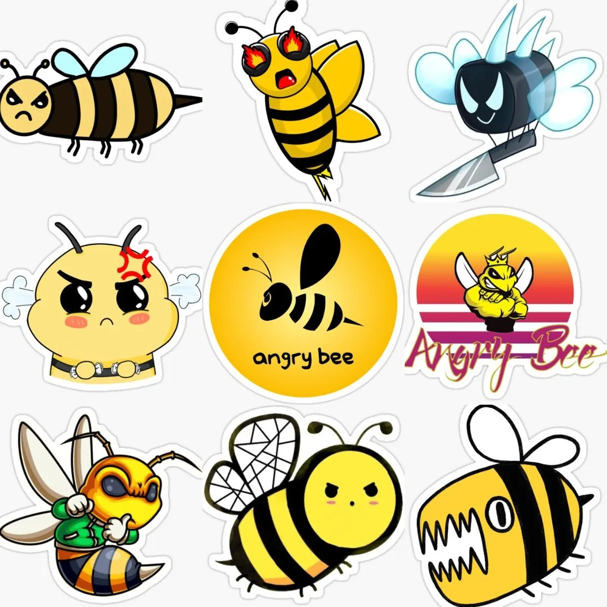 

Creative Catoon Angry Bee Sticker Vinyl Wall Rooms Accessories Van Bicycle Class Laptop Truck Window Door Moto Accessories Decal