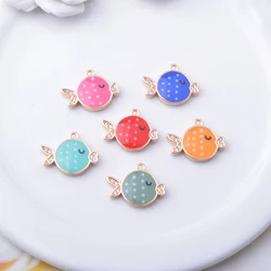 4pcs Copper Good Quality Golden Plated Small Fish Charms Dripping oil Zircon Enamel Fishs Pendant DIY Jewelry Making