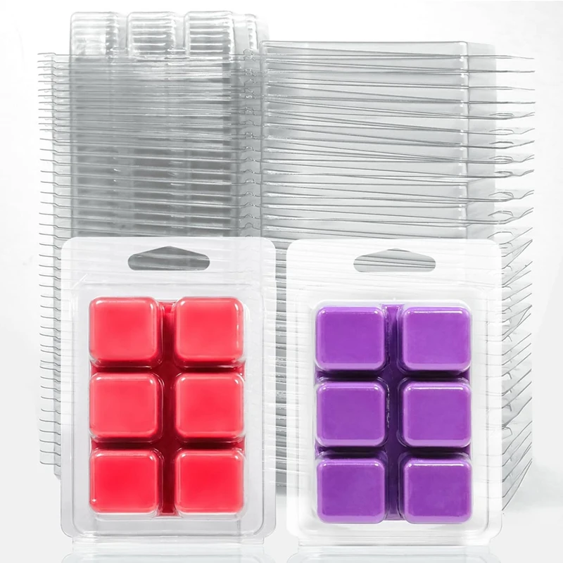 100 PCS Wax Melt Molds Wax Melt Containers Wax Melt Clamshells Transparent For DIY Homemade Candle Making