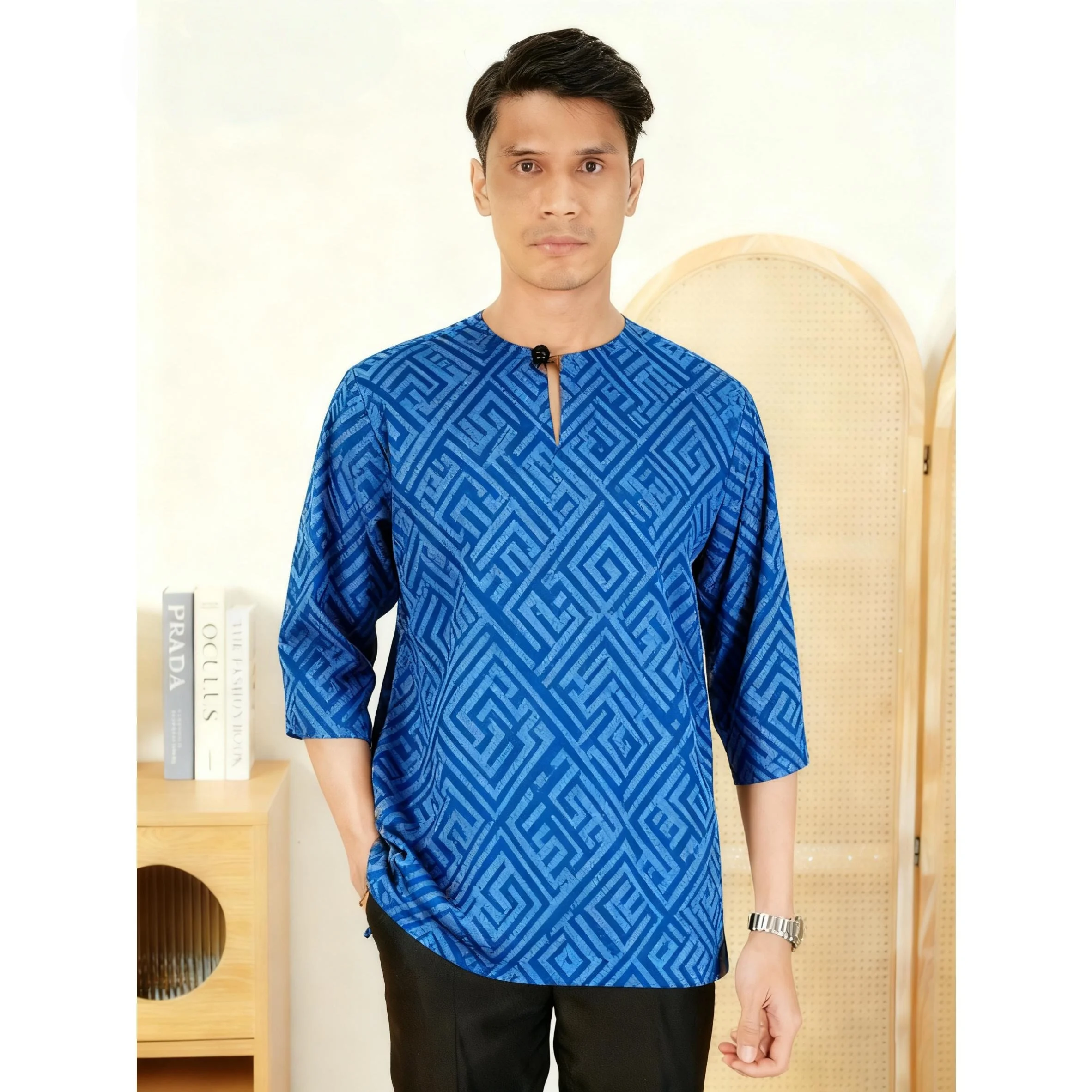 2026 ملابس رجالية مسلمة الوقوف الذهبي طباعة تي شيرتات قصيرة الاكمام العصرية ملابس كاجوال Camicia Araba Islam Maroc Homme #6