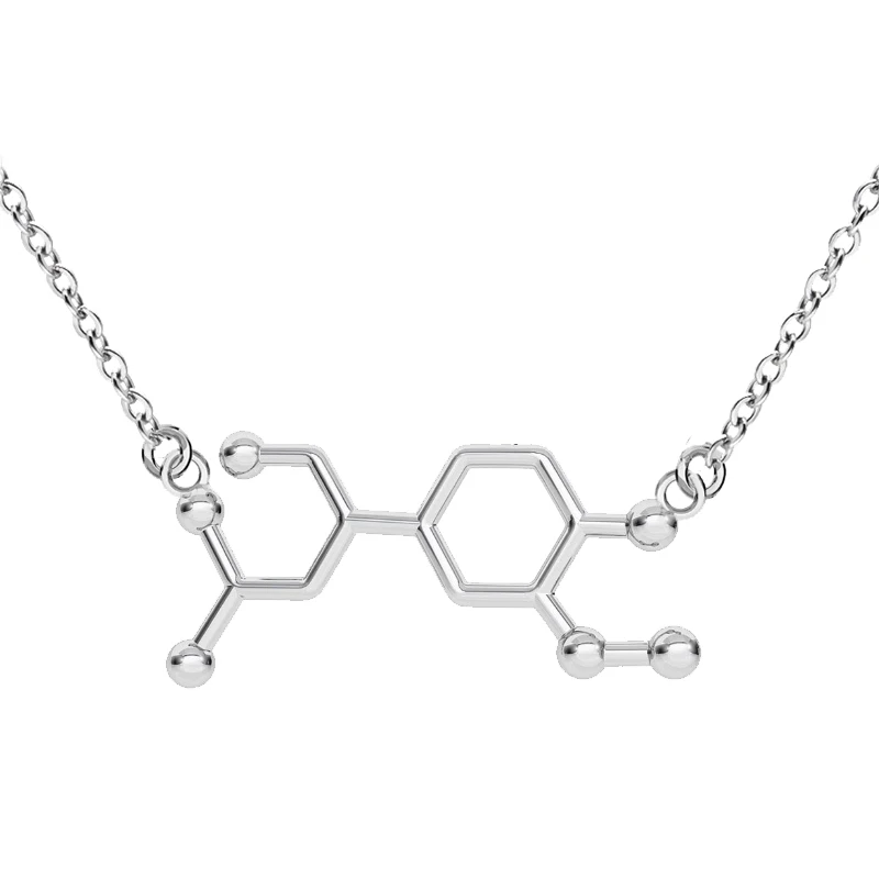 Adrenaline Molecule Necklace Science Jewellery Chemistry Fashion Pendant With 50 cm Link Chain Jewelry Gift for her