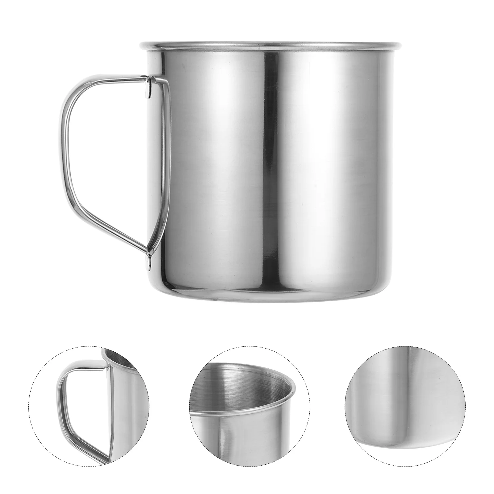 

4Pcs Stainless Steel Travel Mugs Handle Outdoor Camping Hiking Picnic Coffee Tea Water Cups Silver Iced Coffee Glasses
