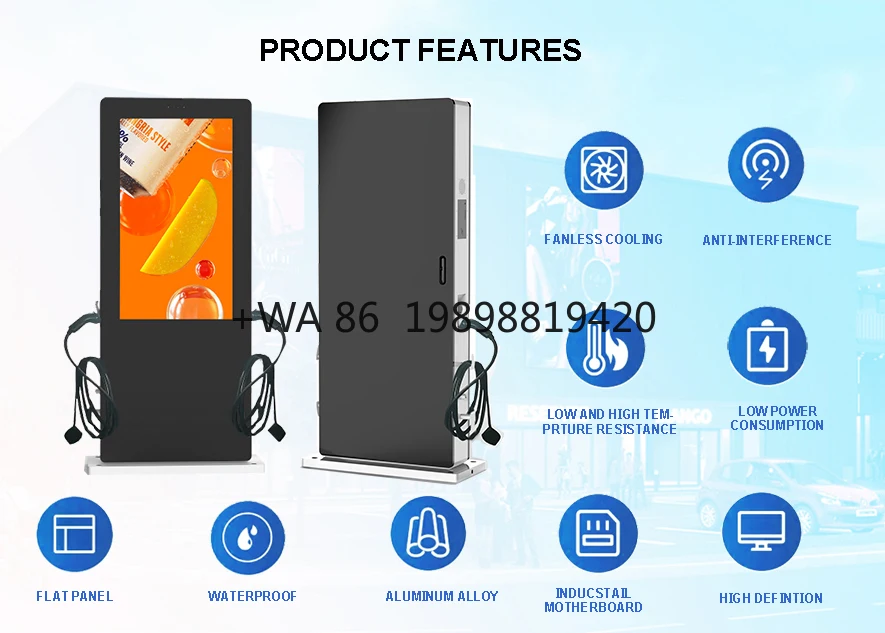 

Single and Double Sided Screens Outdoor Ev Charging Post Advertising Display Waterproof High Brightness