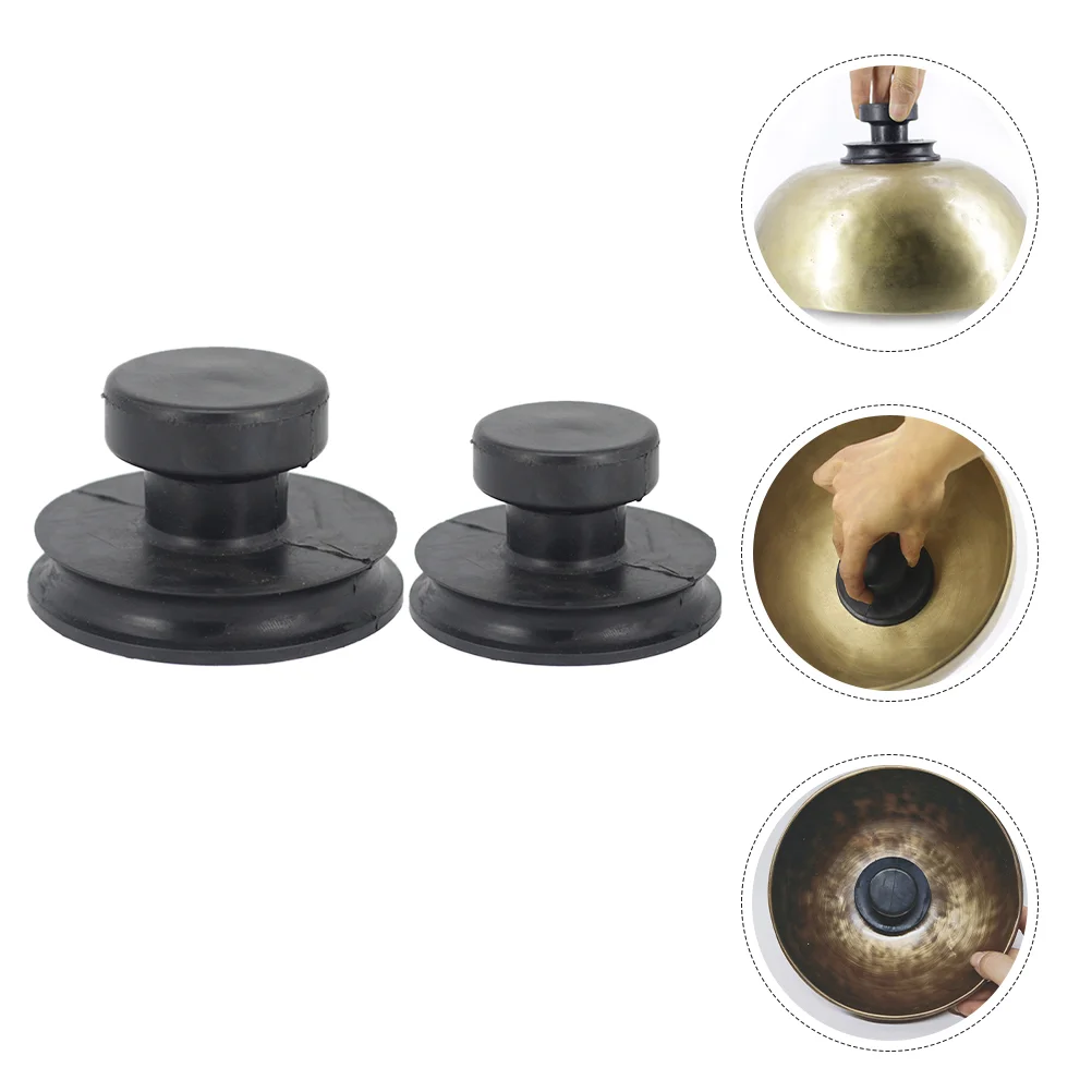 2 Pcs Singing Bowls Ringing Nepali Suction Cups Sound Rubber Lifter Accessories Handle