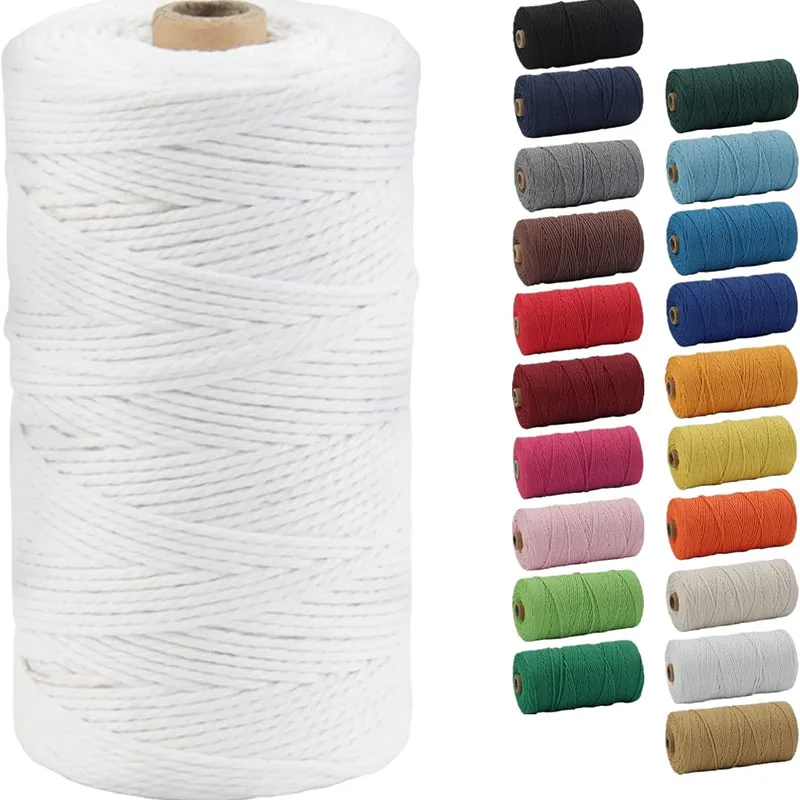 100 metri/rotolo corda di cotone macramè cavo colorato intrecciato intrecciato cavo di cotone naturale fatto a mano artigianato fai da te decorazioni tessili per la casa 2mm