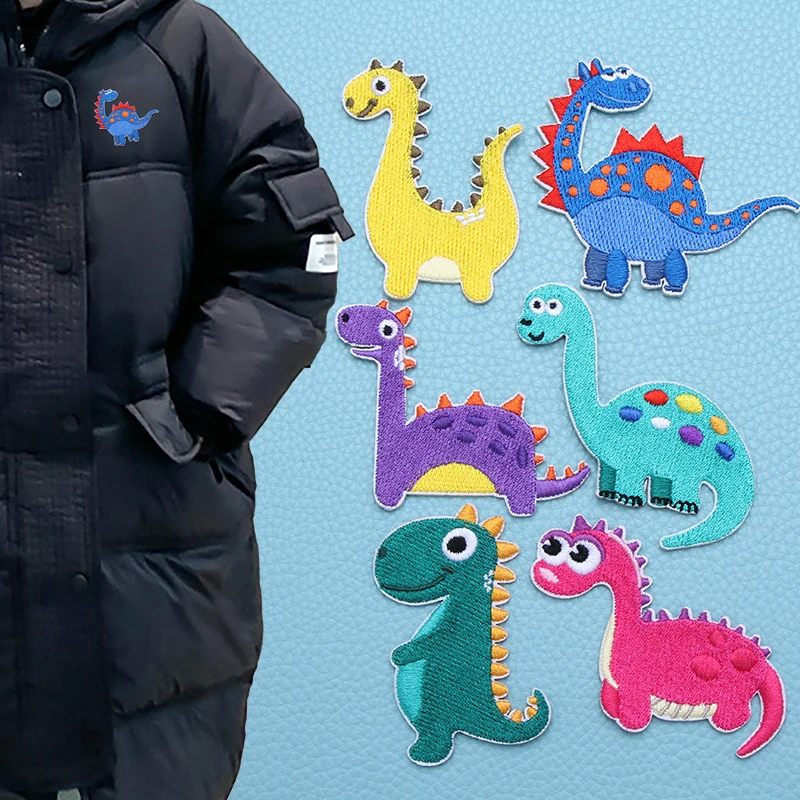 1pc Stoff Zubehör für Kleidung Taschen Jacke neue Cartoon Stickerei Patches DIY Patch Dinosaurier Aufkleber selbst klebende Abzeichen