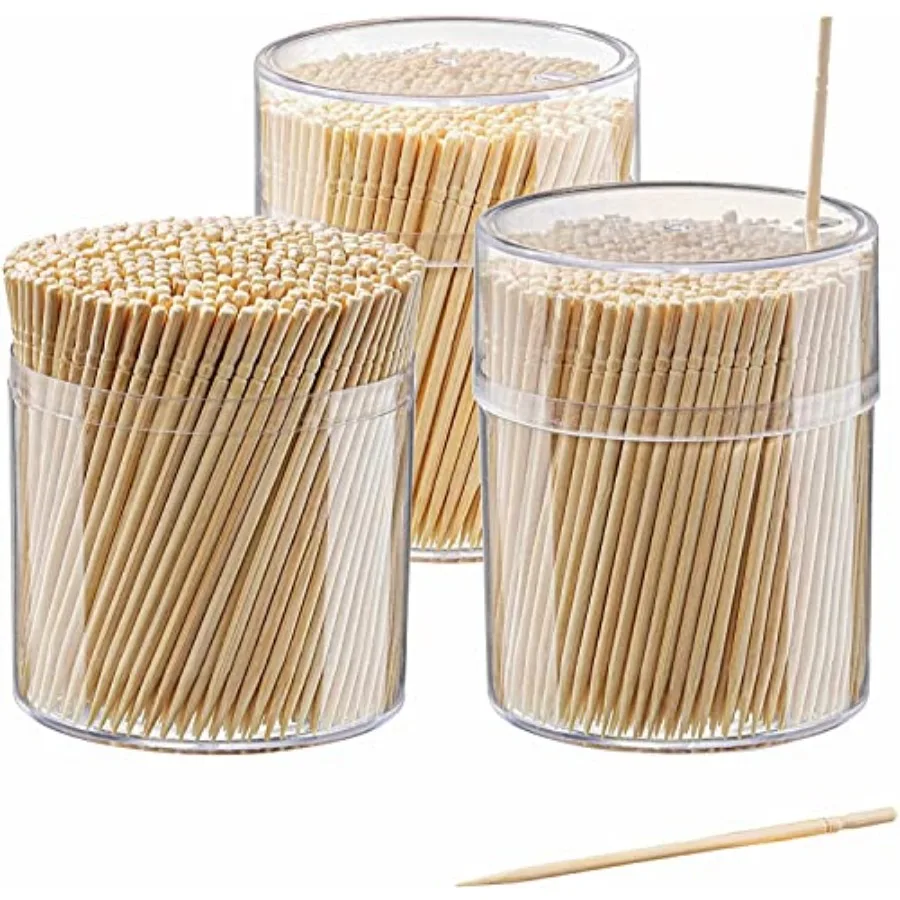 

[1500 Count] Bamboo Wooden Toothpicks Wood Round Single-Point - Formerly Comfy Package