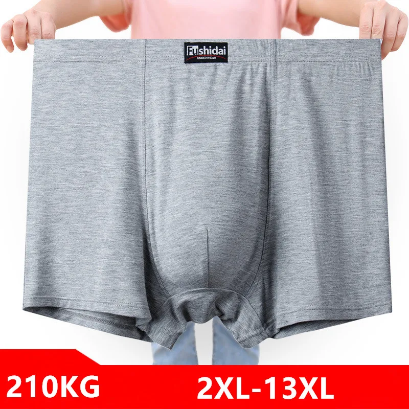 Boxershorts de Modal para hombre, ropa interior suave de 200KG, 13XL, talla grande, 12XL, Jumbo, calzoncillos sueltos, 9XL, 5XL, rojo, negro, grande