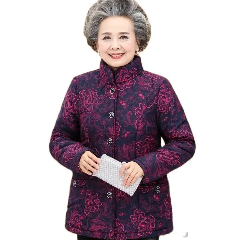 

2022 New Middle-aged Old People Winter Jackets Gold Velvet Cotton Parka Grandma Thick Cotton Padded Mother's Clothes Female Coat