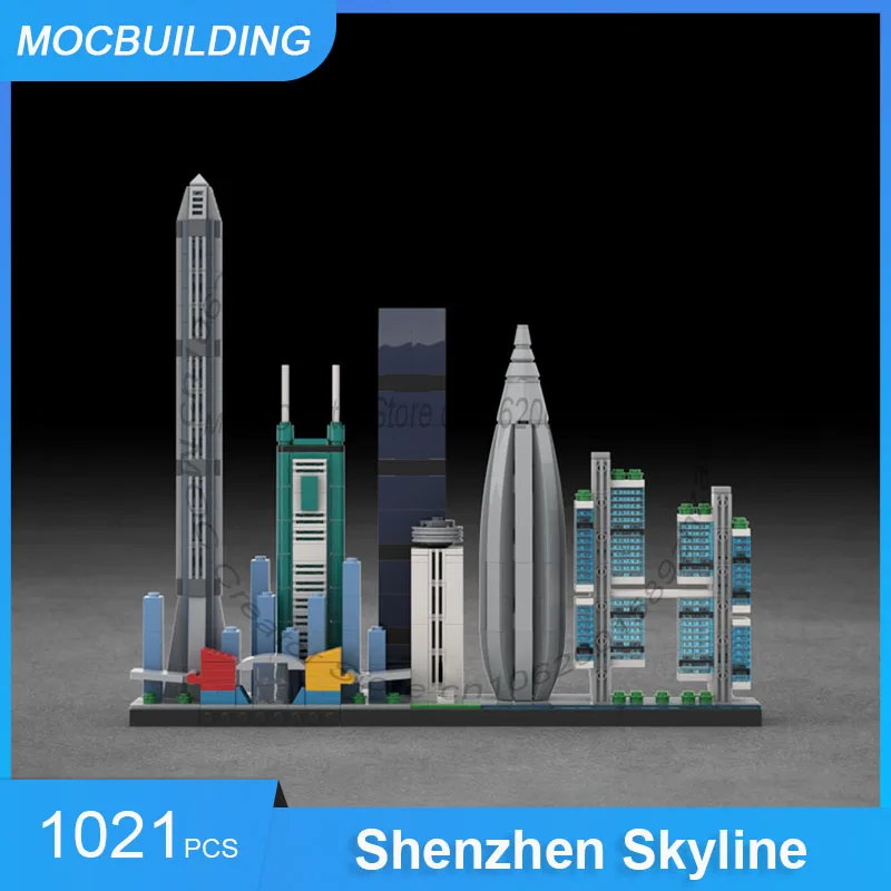 MOC اللبنات شنتشن أفق العمارة عرض نموذج لتقوم بها بنفسك تجميع الطوب مدينة جمع ألعاب إبداعية الهدايا 1021 قطعة