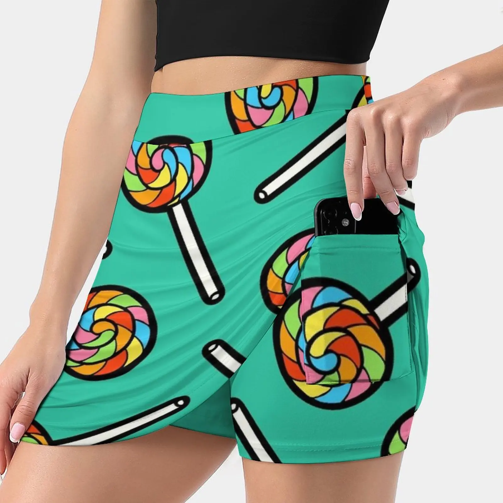 

Rainbow Lollipop Pattern Korean Fashion Skirt Summer Skirts For Women Light Proof Trouser Skirt Lolli Lollipop Lolly Sweet