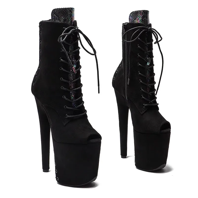 Fashion New Lace Up Sexy Model Shows Suede Upper 20CM/8Inch Women's Platform Party High Heels Shoes Pole Dance Boots 562