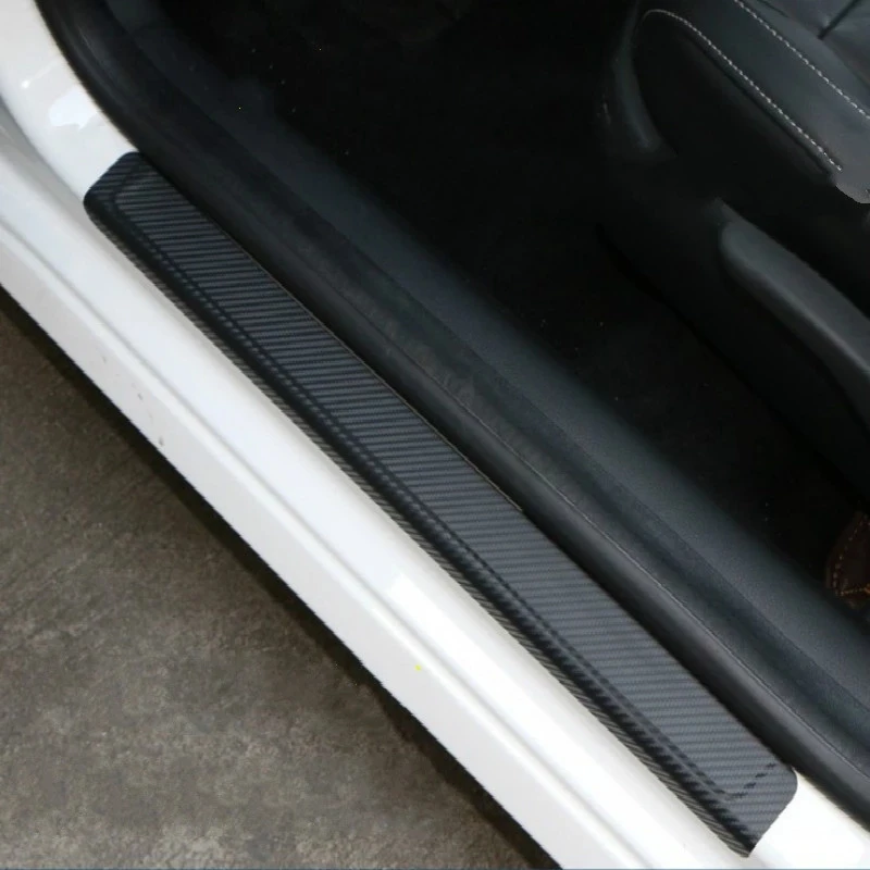 4PCS Car Stickers 4D Carbon Fiber Universal Sill Scuff Anti Scratch 60X7CM Auto Door Sticker Exterior Protection Car Accessories