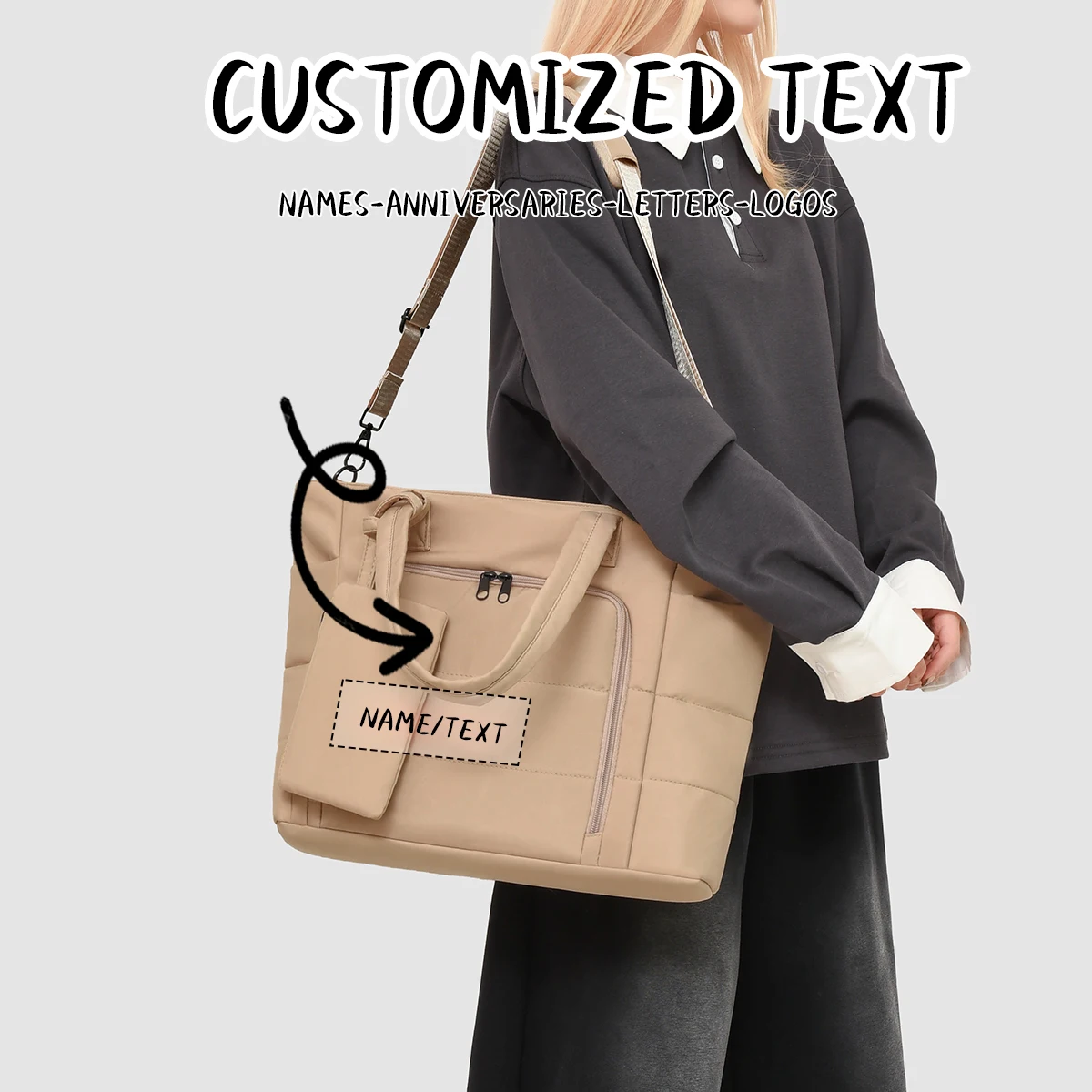 

Logo High-End Custom Japanese-Style Crossbody Bag Messenger Bag College Student Shoulder Bag Autumn and Winter Tote Bag DIY