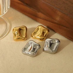 Stainless Steel Irregular Stud Earring Simple Gold Color Geometric Titanium Steel Earrings For Women Fashion Jewelry Party Gifts