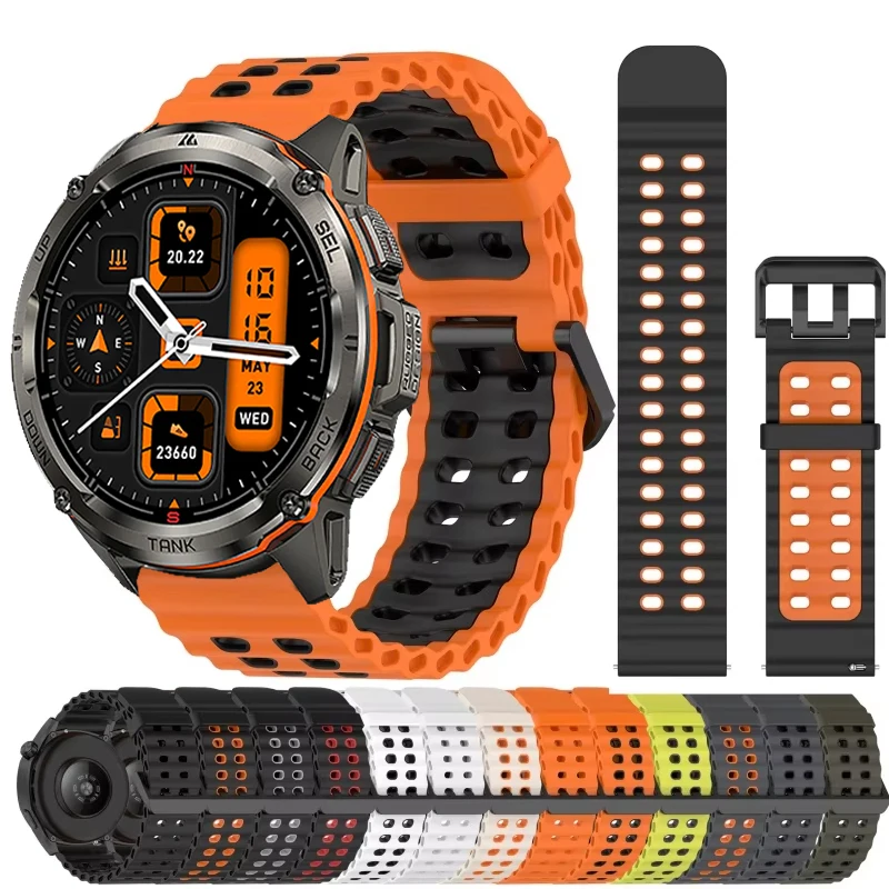 Bracelet de Sport en Silicone respirant de 22mm, pour réservoir KOSPET T3 M3 Ultra, Bracelet de montre pour réservoir KOSPET T2 T3 M2 M3 Correa Bracelet de Sport en Silicone respirant de 22mm, pour réservoir KOSPET T3 M3 Ultra, Bracelet de montre pour réservoir KOSPET T2 T3 M2 M3 Correa
