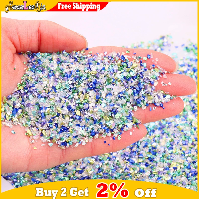 5g/Lot 0.8-1.5mm Irregular Crushed Glass Stones Metallic Crystal Chips Sprinkles for Jewelry Making Filling Nail Arts Decoration