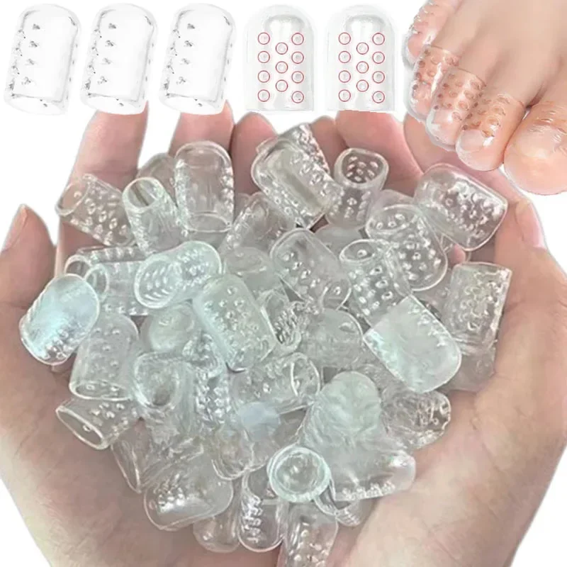 2-40pcs Transparent Silicone Toe Covers Women Gel Little Toes Protector Tube Foot Care Finger Caps Elasticity Prevents Blisters