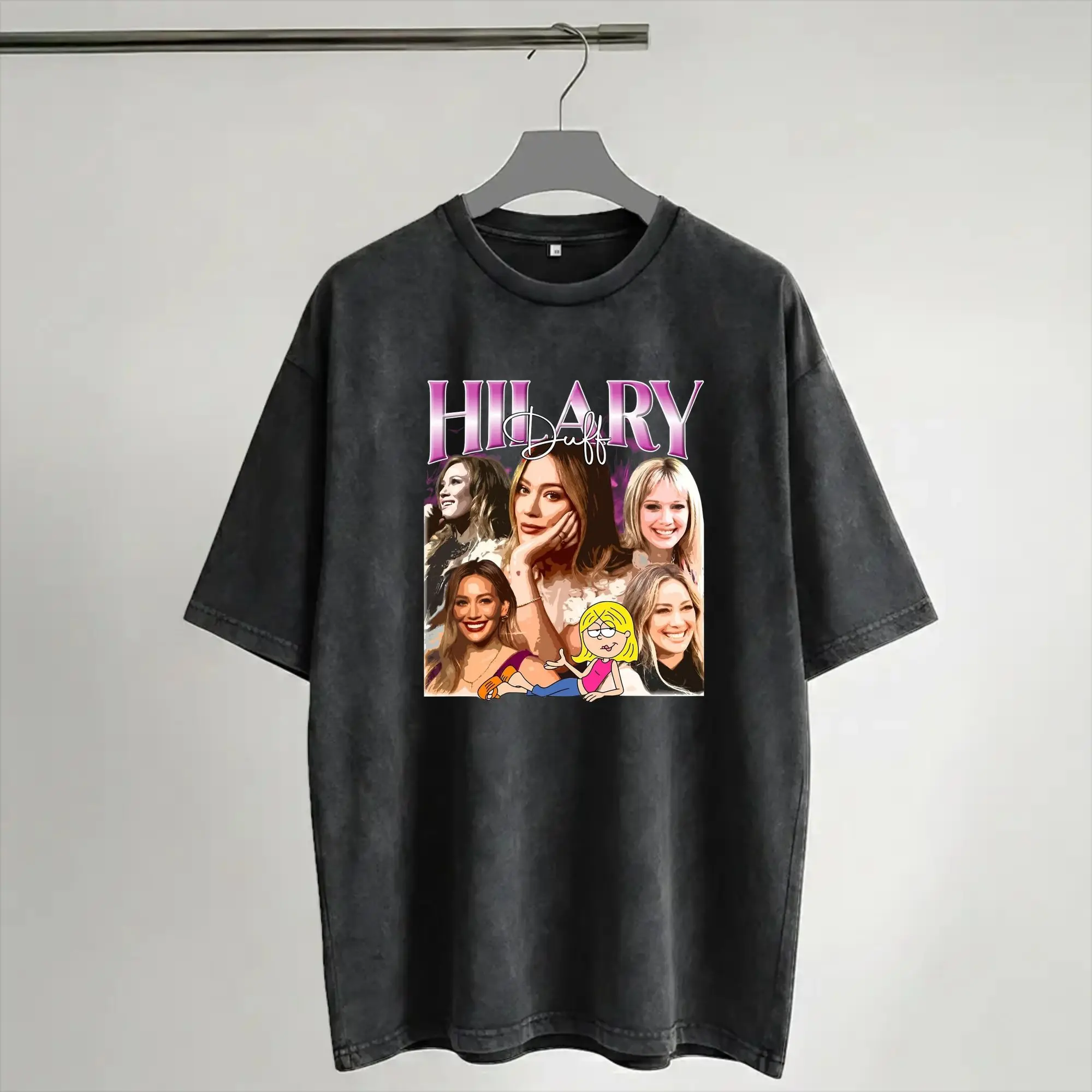 Graphic Printed Hilary Duff The Lucky Me Tour 2026 Washed T Shirts Outfit Harajuku T-Shirts  Men Women Tee