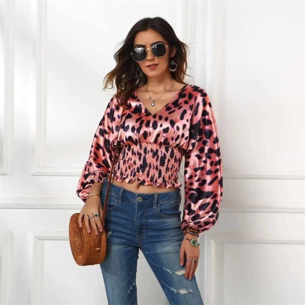 

Printed Crop Top T-shirt 9303 Europe And the United States Women's Fashion Short Sleeve Casual Top