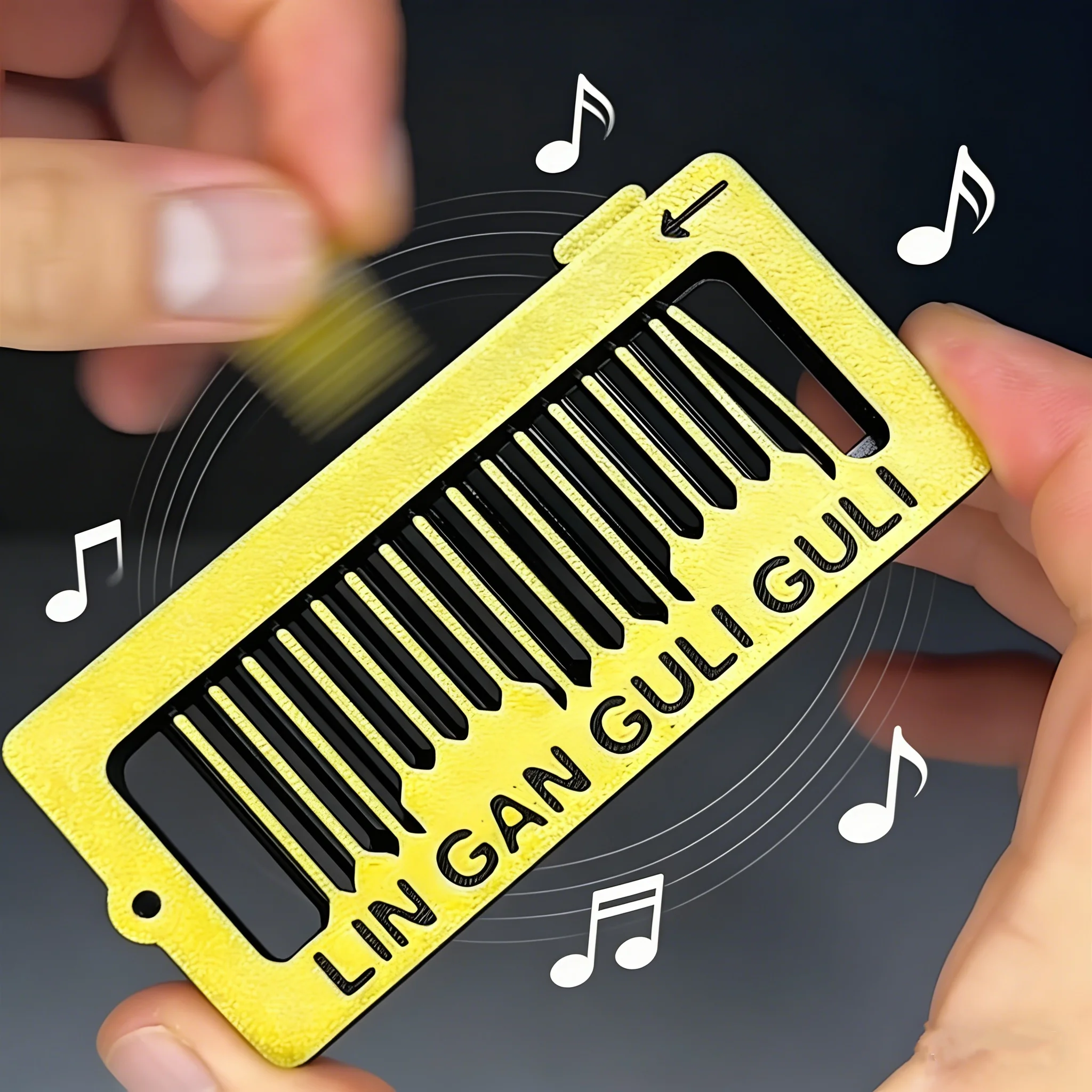 3D-Gedruckter Musik-Kamm Stressabbau-Fidget-Spielzeug Pilz-Gitarren-Pick-Schlüsselanhänger Sensorischer Klickgeräusch-Generator Geschenk für Erwachsene