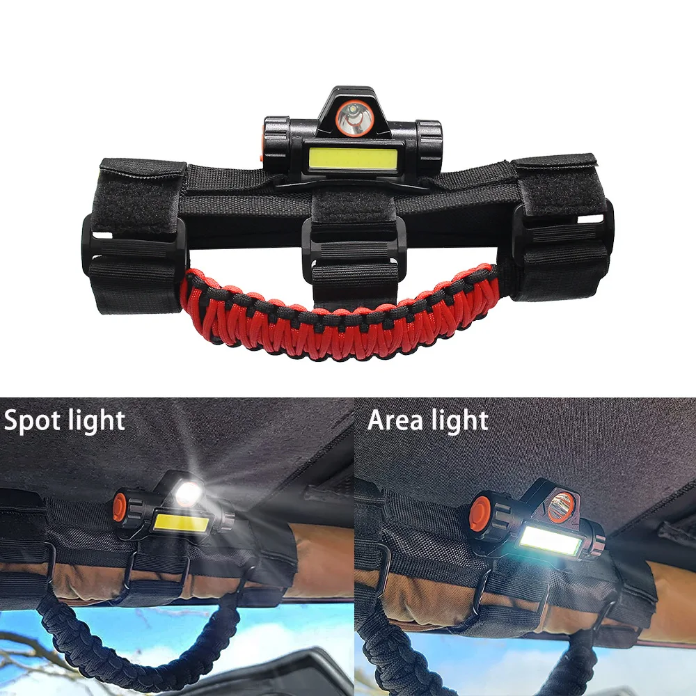 Roll Bar Grab Handles With Lighting Dome Light Interior Lights Bar Mount Grip Compatible For Wrangler Gladiator