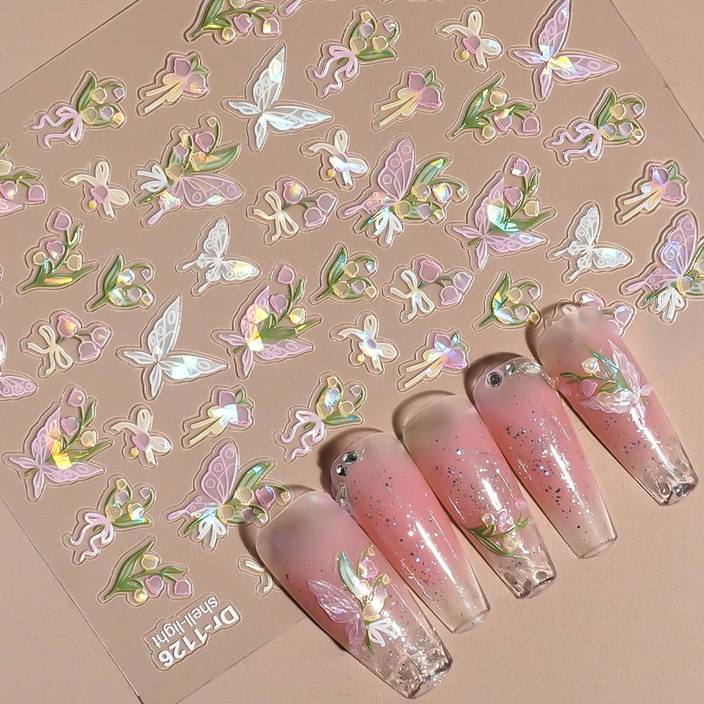 

Mixed Design Holographic Butterfly Nail Stickers Shiny Nail Art Decals for DIY Manicure
