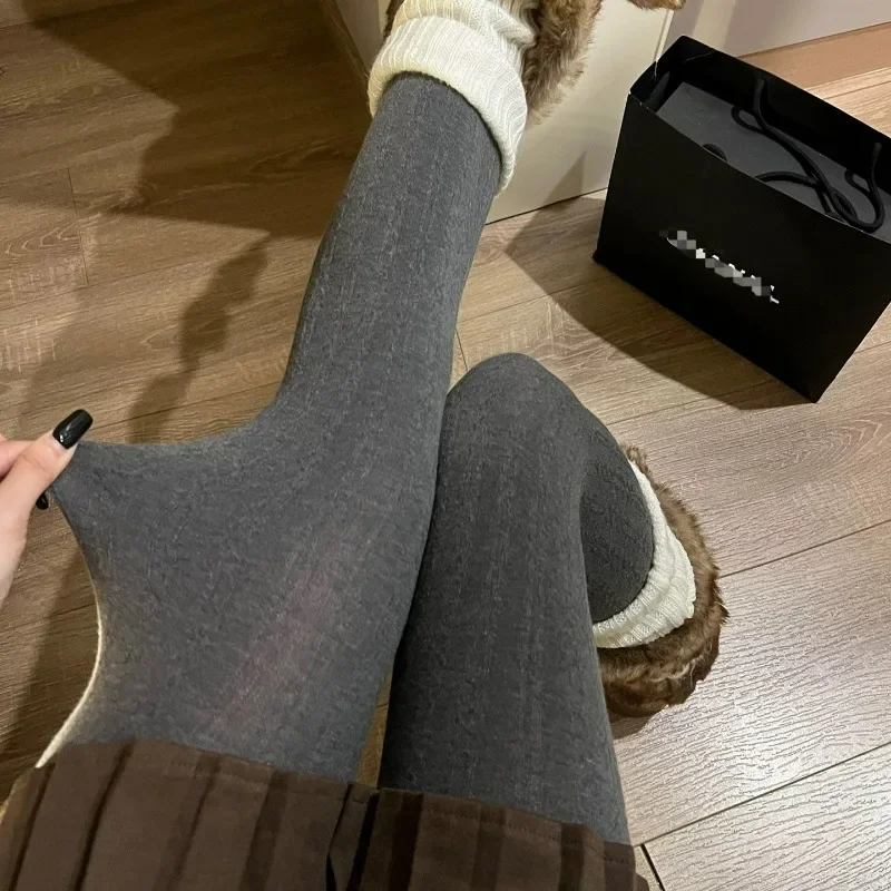بلون مخطط نمط الجوارب النساء الخريف الشتاء الحرارية الدافئة التخسيس طماق Harajuku قاعدة طبقة السراويل جوارب طويلة #5
