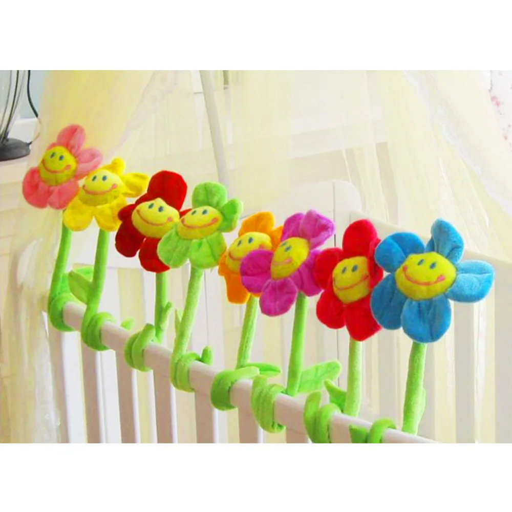 10 Uds. 32cm suave lindo DIY cara sonriente flexible Margarita sol flores peluche plantas juguete muñeca cortina hebilla regalos para niños