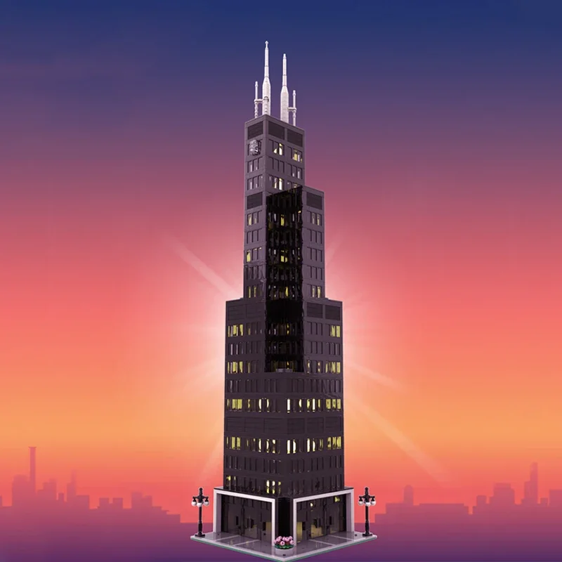 

3146PCS MOC Creative City Street View Modular Sears Tower Model Architecture Building Block Diy Kids Assembly Bricks Toys Gifts