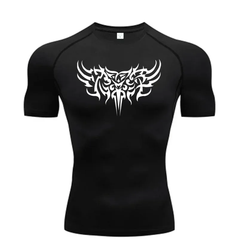 

Мужские компрессионные быстросохнущие футболки для спортзала и бега, дышащие, с коротким рукавом, удобные, летние, двухслойные, эластичные, для фитнеса