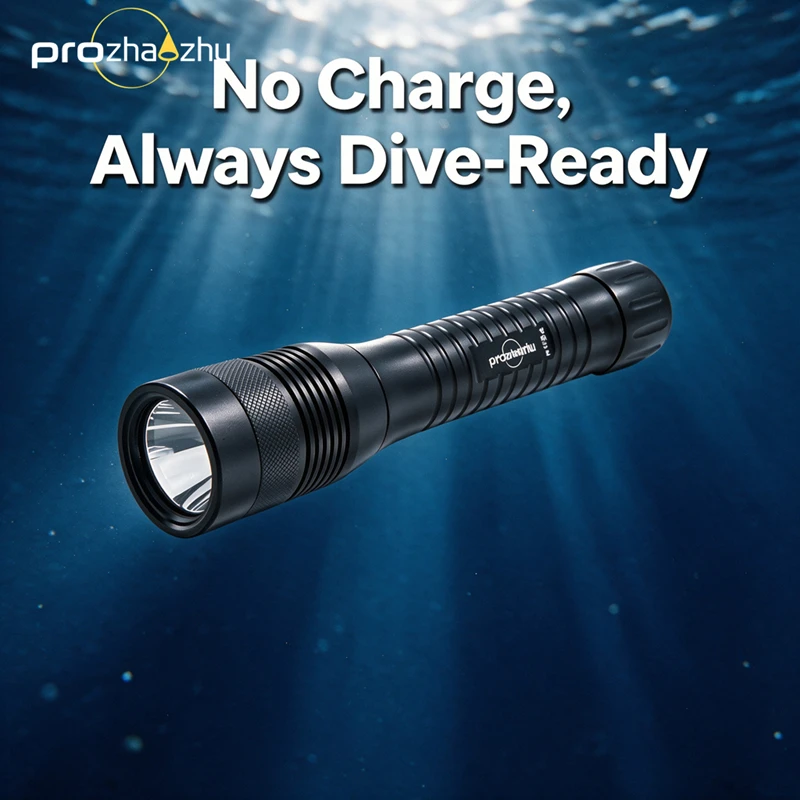 PROZHAOZHU DL-C02 Professional Technical Diving Flashlight IP68 150M Waterproof C Battery Underwater Torch