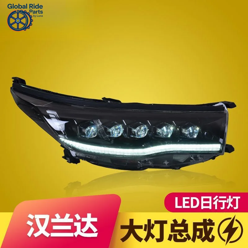 

Подходит для моделей Toyota Highlander в сборе 15-17 лет, модифицированные дневные ходовые огни, плавный указатель поворота, светодиодная линзовая головка