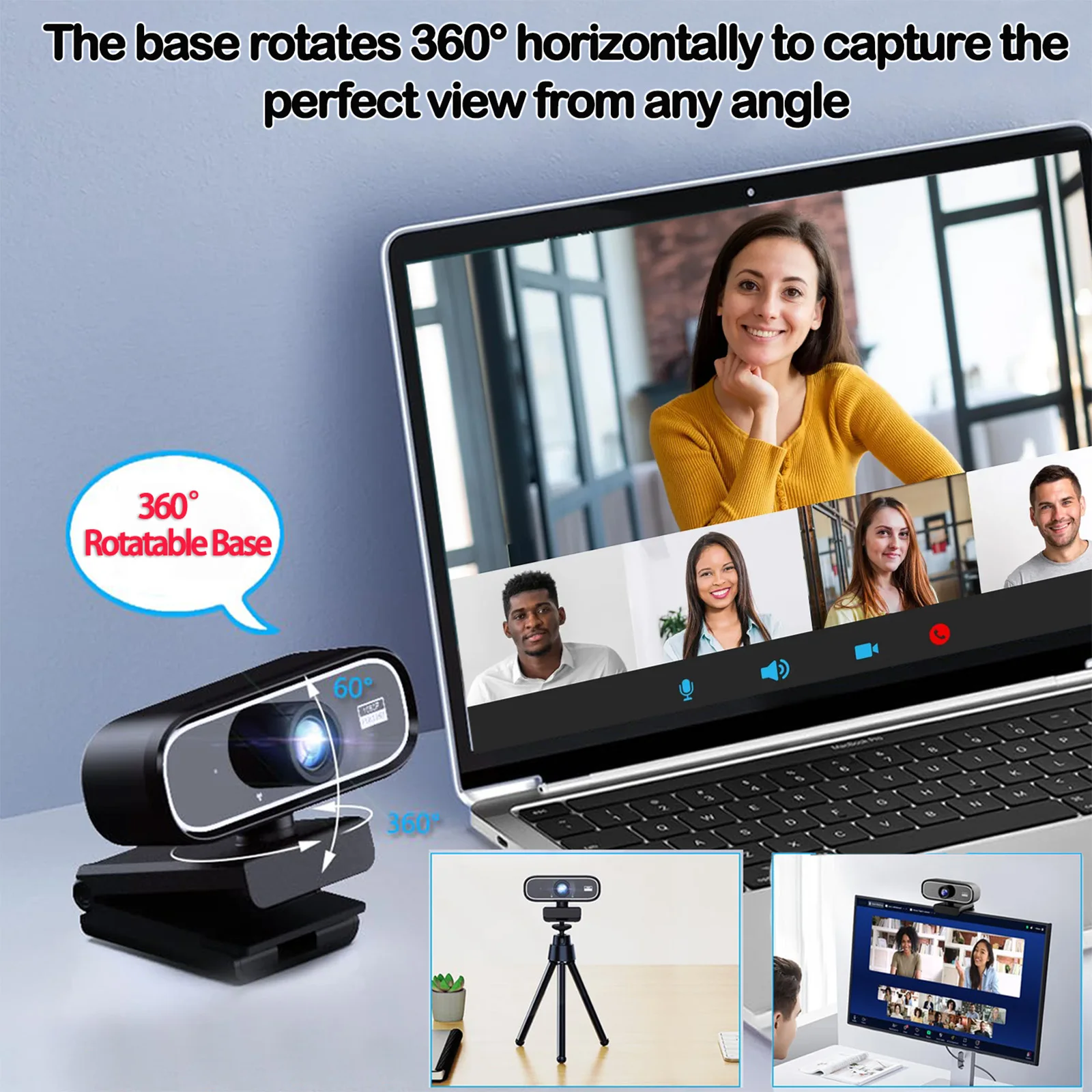 EXHQDR UHD 4K USB Webcam, New Upgraded Model with 120° Wide-Angle Lens and Manual Focus. This Plug-and-Play Computer Peripheral