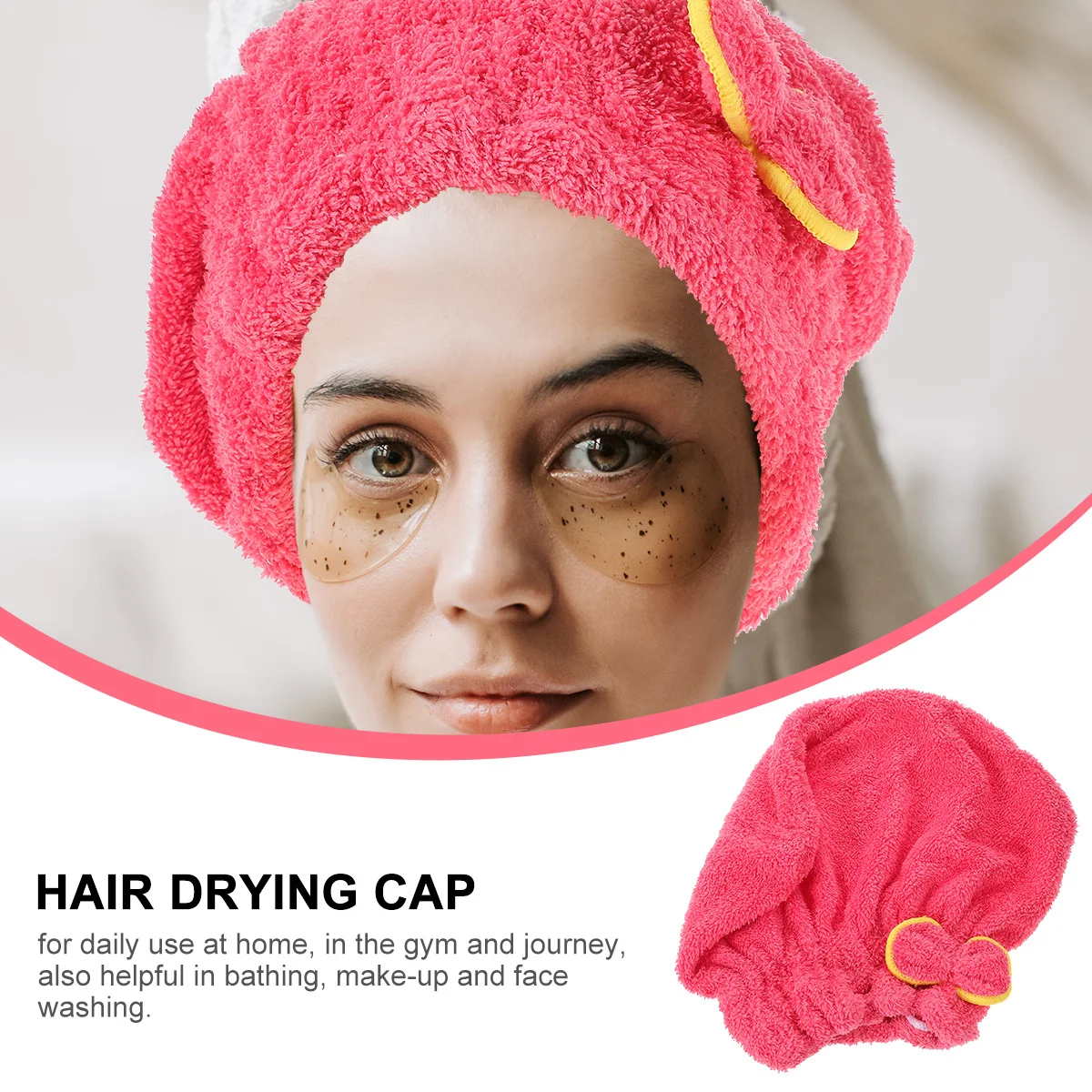 

Dry Hair Cap Microfiber Hair Drying Cap Quick Absorbent Towel For Bath Shower Face Washing Gym Travel Rose Red