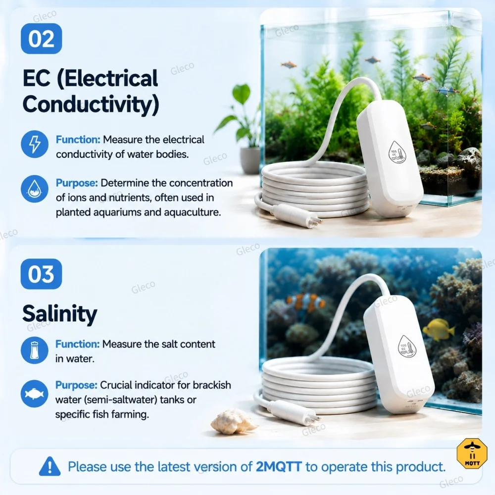 Zigbee 7-in-1 Wasserqualitätssensor TDS/EC/SG/Temp Salinitätsmessgerät Wasserqualitätsmonitor MQTT für Aquarien und Trinkwassertests – Detail 10