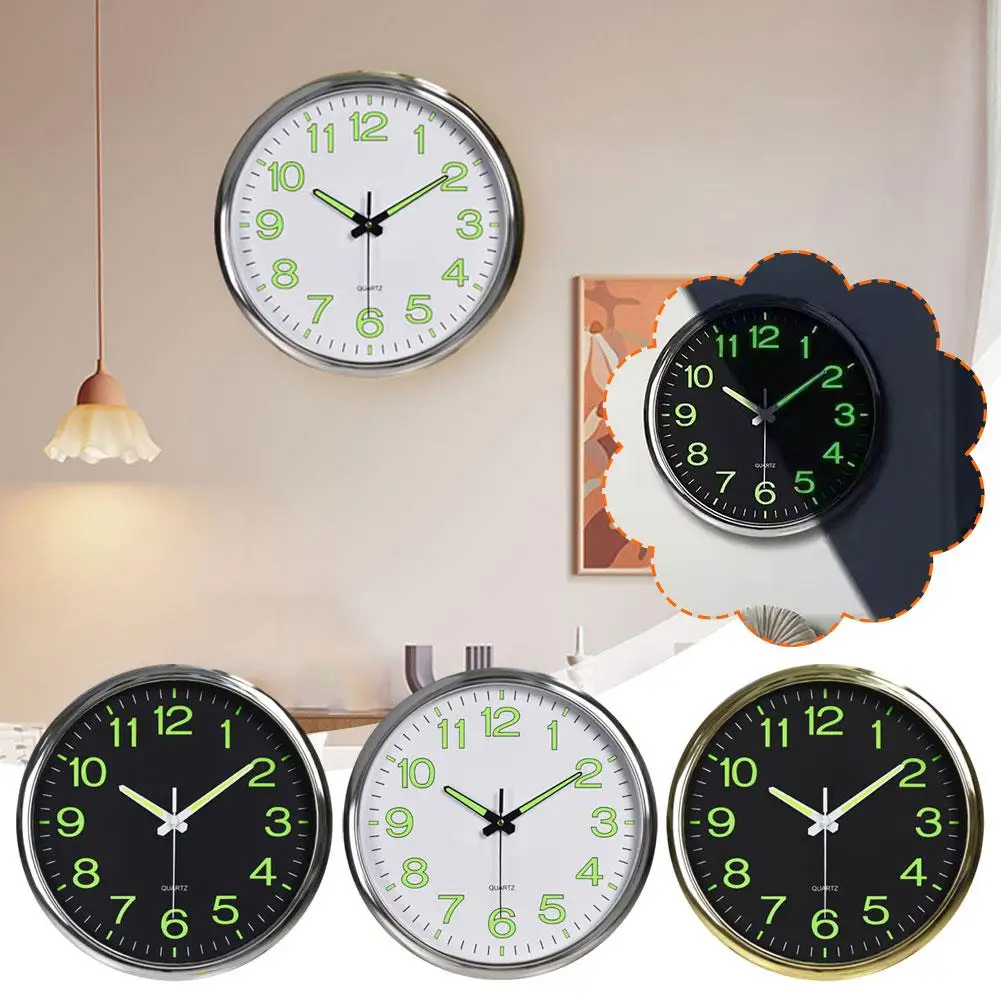 12 Inch Luminous Wall Clock Wood Silent Light In Dark Ticking Wall Nordic Clock Light Night Fashion Non With Night Clock J0Y7